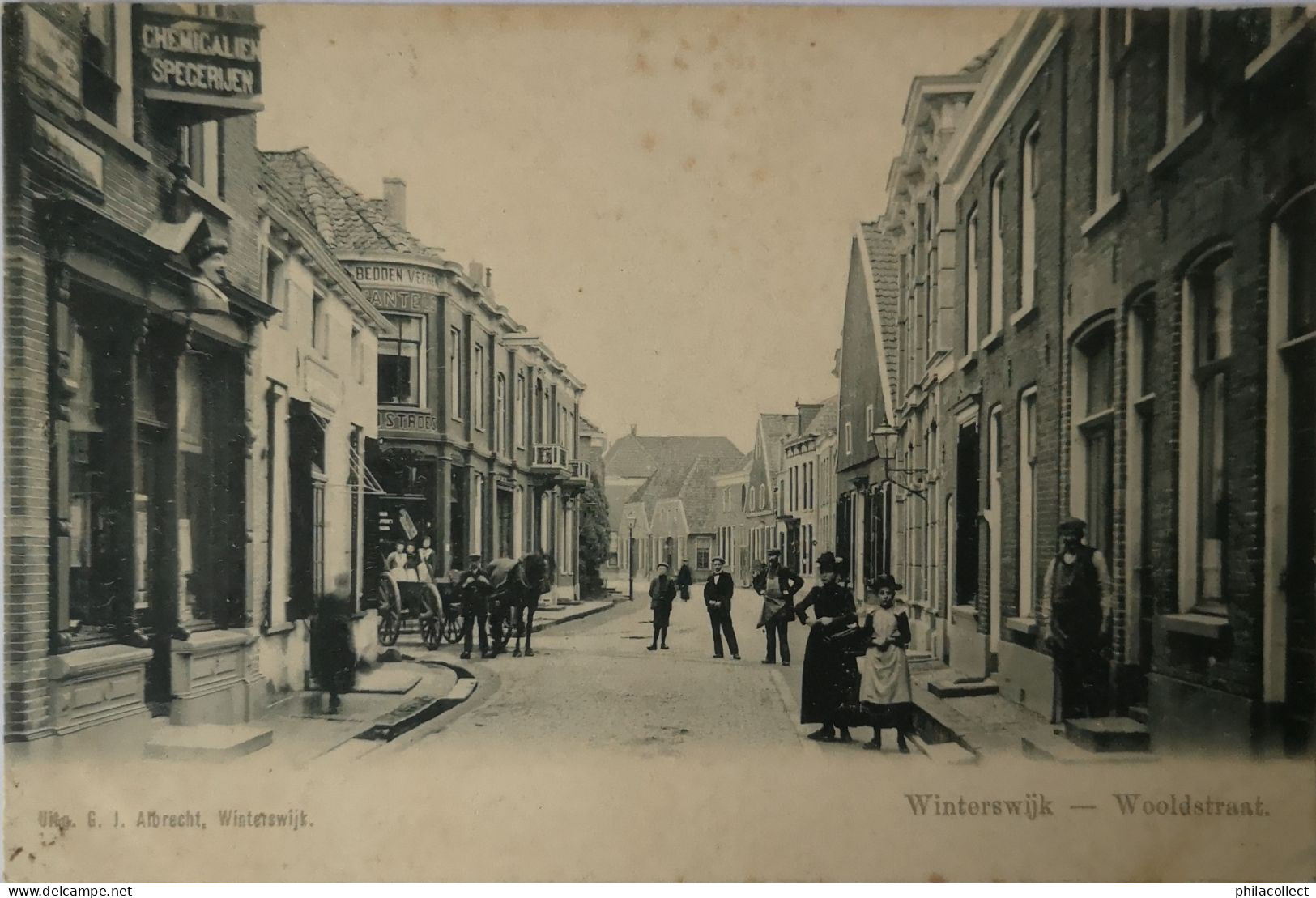 Winterswijk (Gld.) Wooldstraat (Veel Volk)  Ca 1900 Topkaart - Vlekkig - Winterswijk