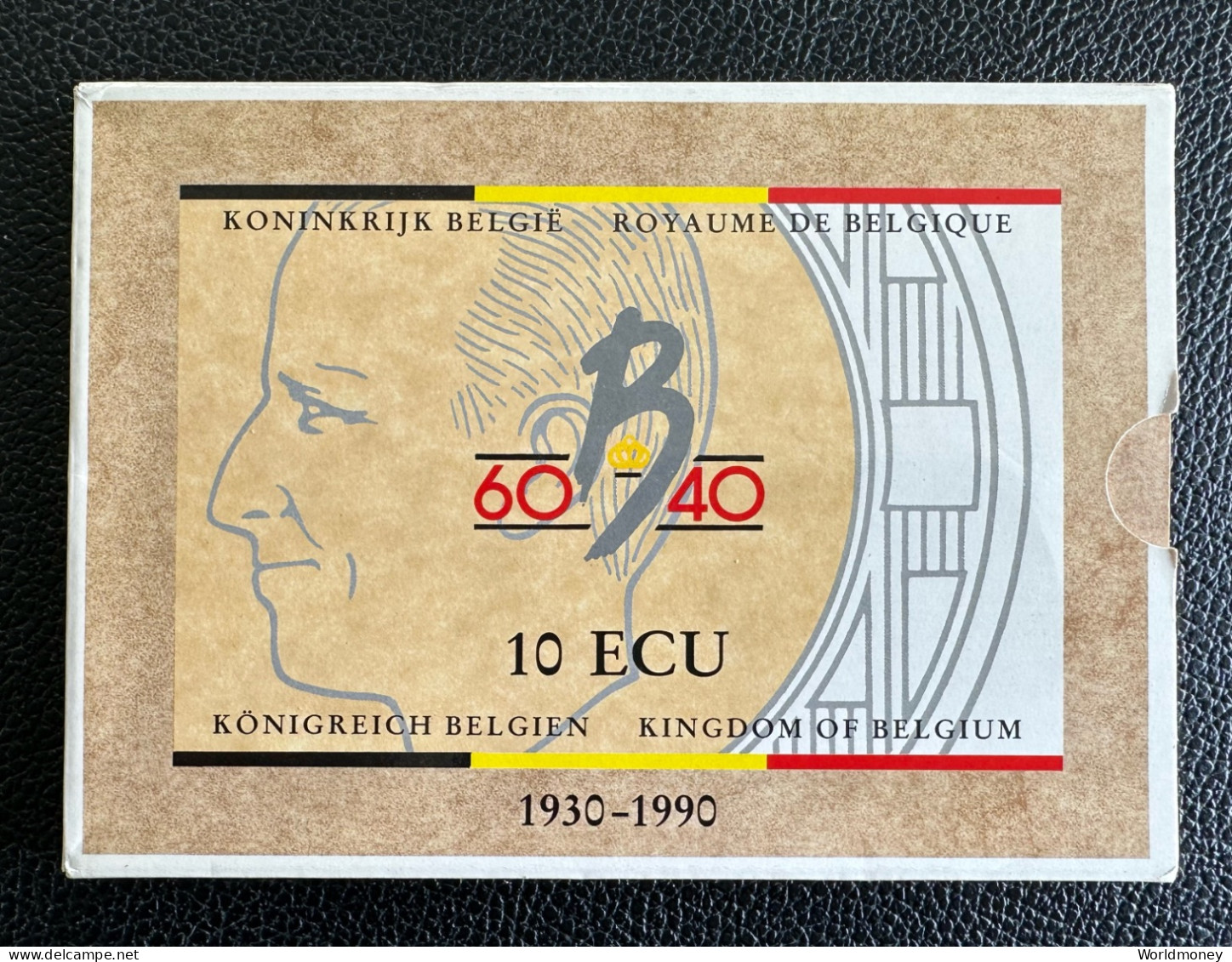 Belgium 10 Ecu 1990 (PROOF - Folder) "60th Birthday Of King Baudouin" - Ecus