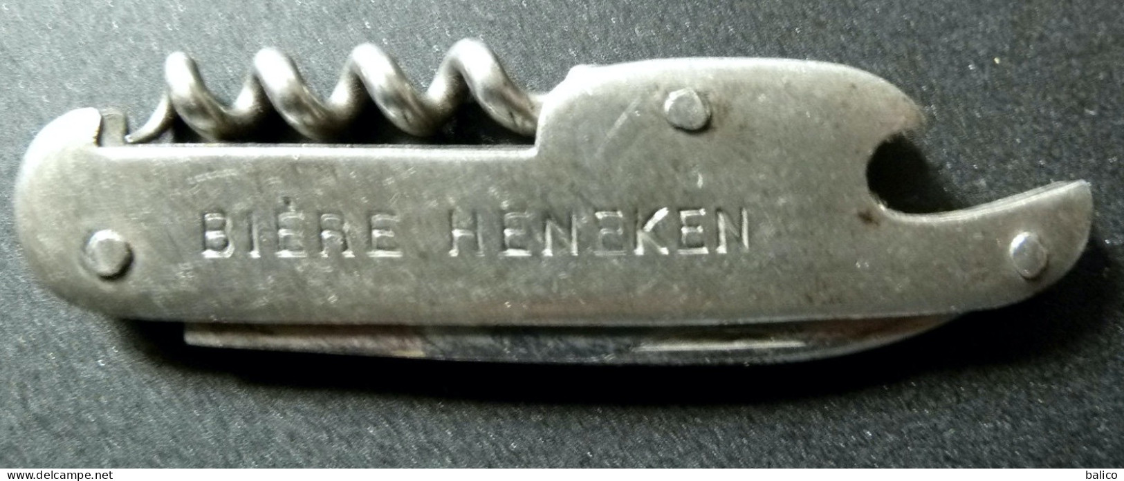 Bière HENEKEN - Couteau Ancien - 1 Lame - Tire Bouchons Et Décapsuleur - Messer