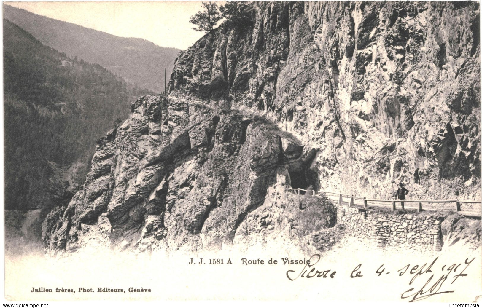 CPA  Carte Postale Suisse Valais Route De Vissoie 1917  VM66659 - Vissoie