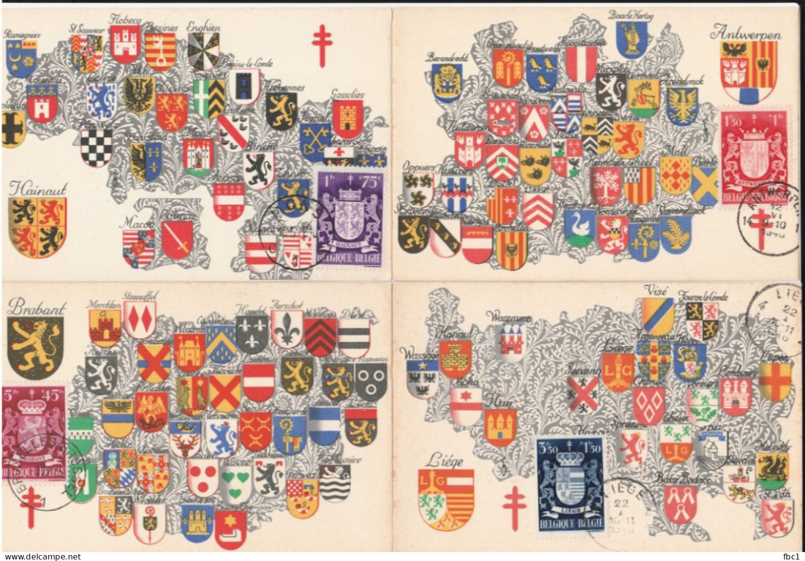 Carte Maximum - Belgique - 1946 - 9 Cartes Sur Les Provinces - 1934-1951