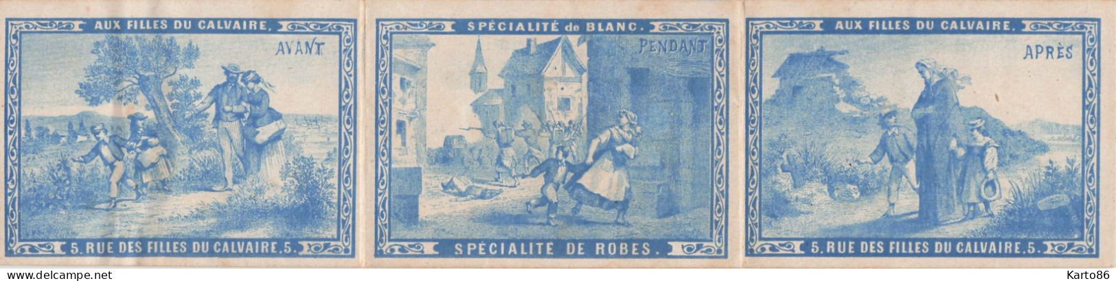 Petit Calendrier Ancien Publicitaire Illustré 1873 * AUX FILLES DU CALVAIRE Magasin à Nantes * Calendar Almanach - Small : ...-1900