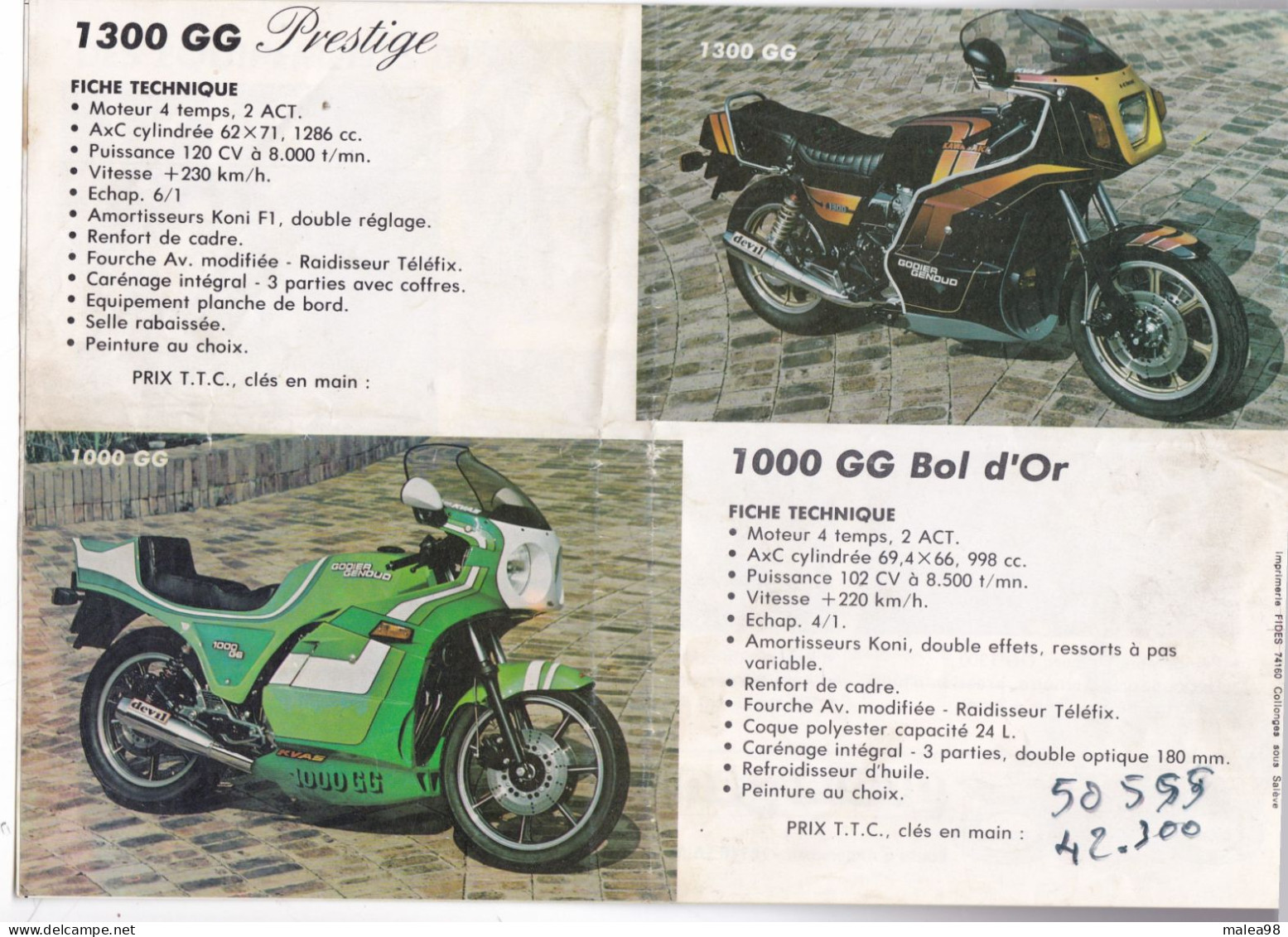 PLAQUETTE  DE  GODIER  -  GENOU AVEC PERFORMANCE REPLICA 1135 ,DE LA PRESTIGE GG 1300  ET LA MOTO GG BOL D'OR - Moto