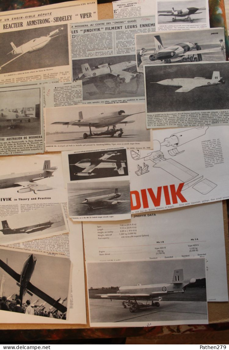 Lot De 86g D'anciennes Coupures De Presse De L'avion Cible Australien "Jindivik" - Aviazione