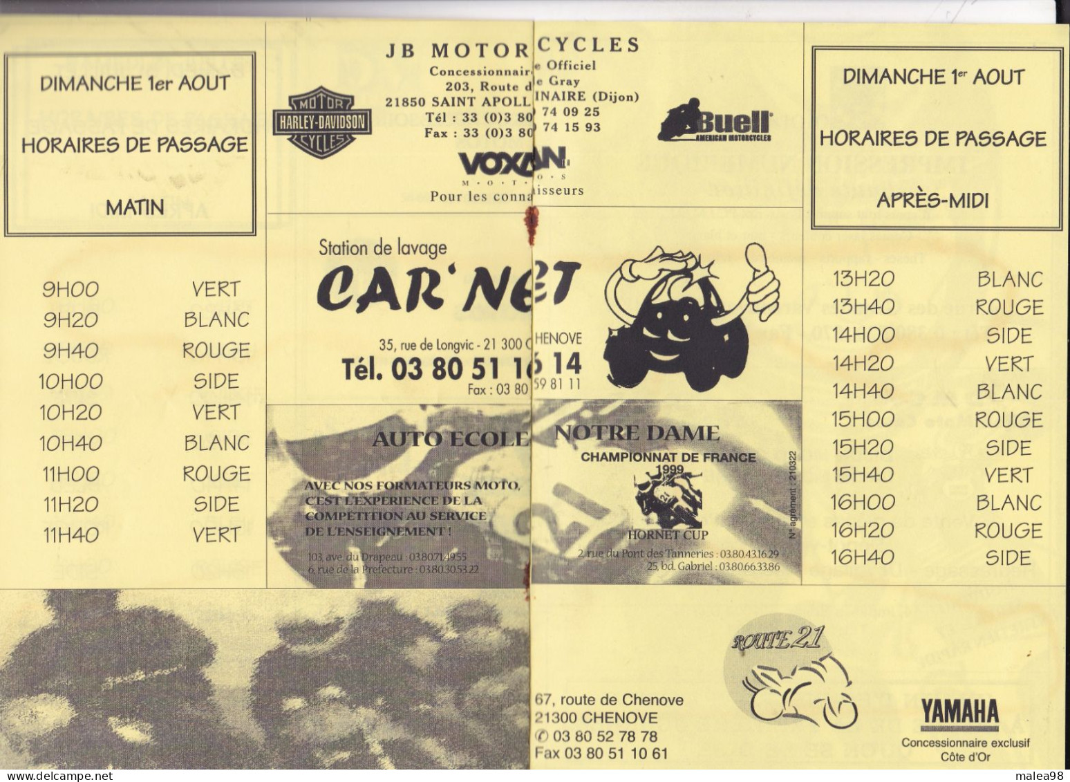 MOTO,,, JOURNEE PORTES OUVERTES 1999 CIRCUIT DE DIJON -PRENOIS  ORGANISE PAR ASSOCIATION DIJON MOTO CLUB - Moto