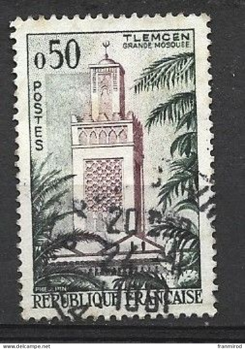 France 1960 N 1238, (yv)serie Touristique , Mosquée De Tlemcen ,oblitéré Sans Trace De Charniére Cote Yv 0.20 E - Moschee E Sinagoghe