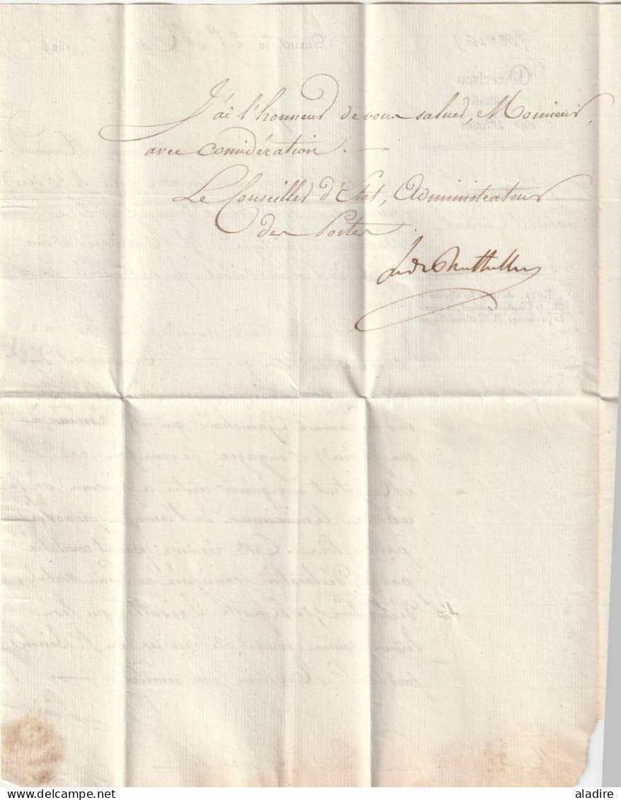 1824 - Lettre pliée de Paris vers Tours - Direction Générale des Postes - Franchise postale