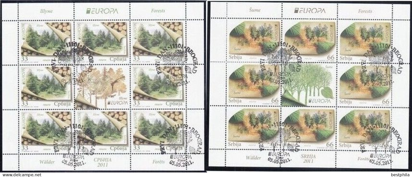 Europa Cept - 2011 - Serbia, Serbien * 2.Sheetlet * Used & First Day Stamped With Glue - 2011