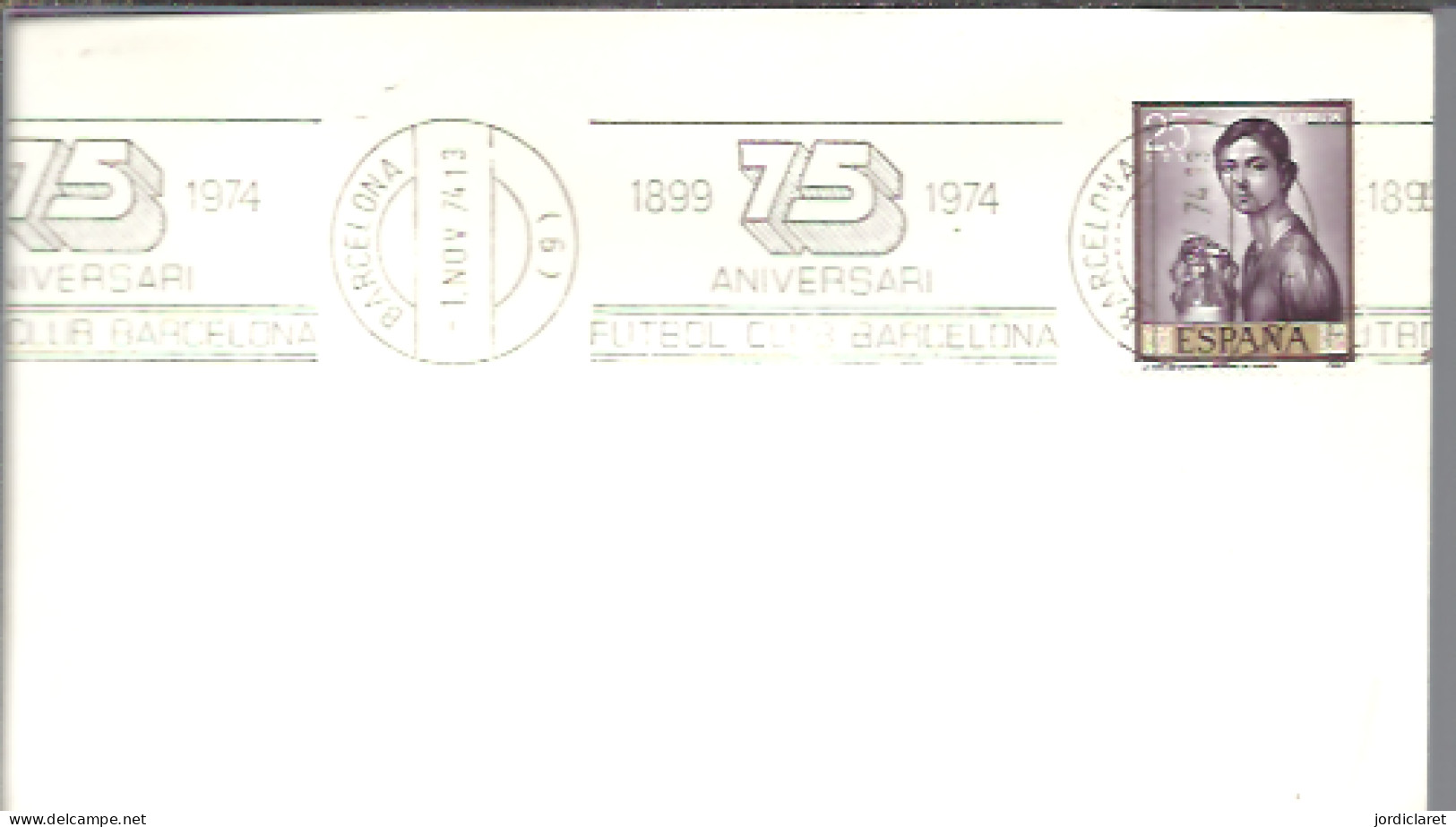 POSTMARKET  ESPAÑA  1974  75 ANIVERSARIO  C.F BARCELONA - Clubs Mythiques