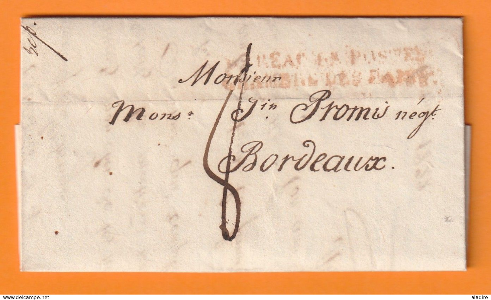 1822 - Lettre Avec Corresp Amicale, Pliée De 3 Pages De Paris Vers Bordeaux - Taxe 8 - Chambre Des Pairs - 1801-1848: Précurseurs XIX