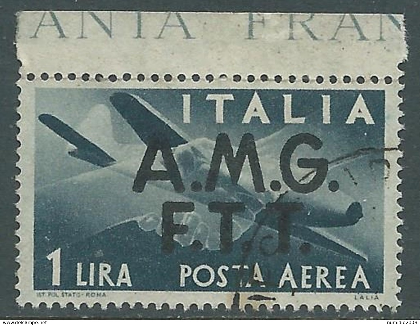 1947 TRIESTE A POSTA AEREA USATO DEMOCRATICA 1 LIRA - RC23-6 - Airmail