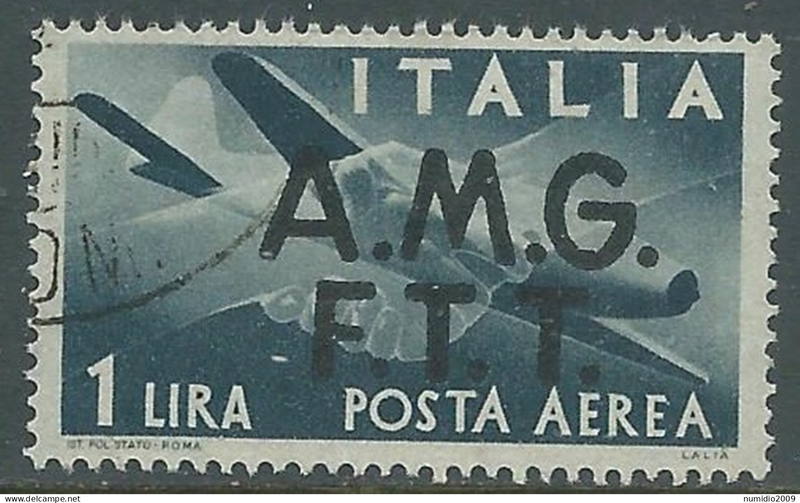 1947 TRIESTE A POSTA AEREA USATO DEMOCRATICA 1 LIRA - RC23-7 - Poste Aérienne