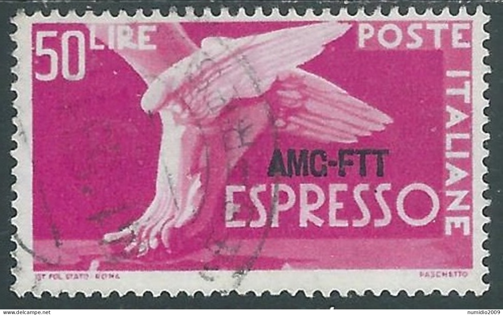 1953 TRIESTE A ESPRESSO USATO 50 LIRE FILIGRANA III - RC24-4 - Express Mail