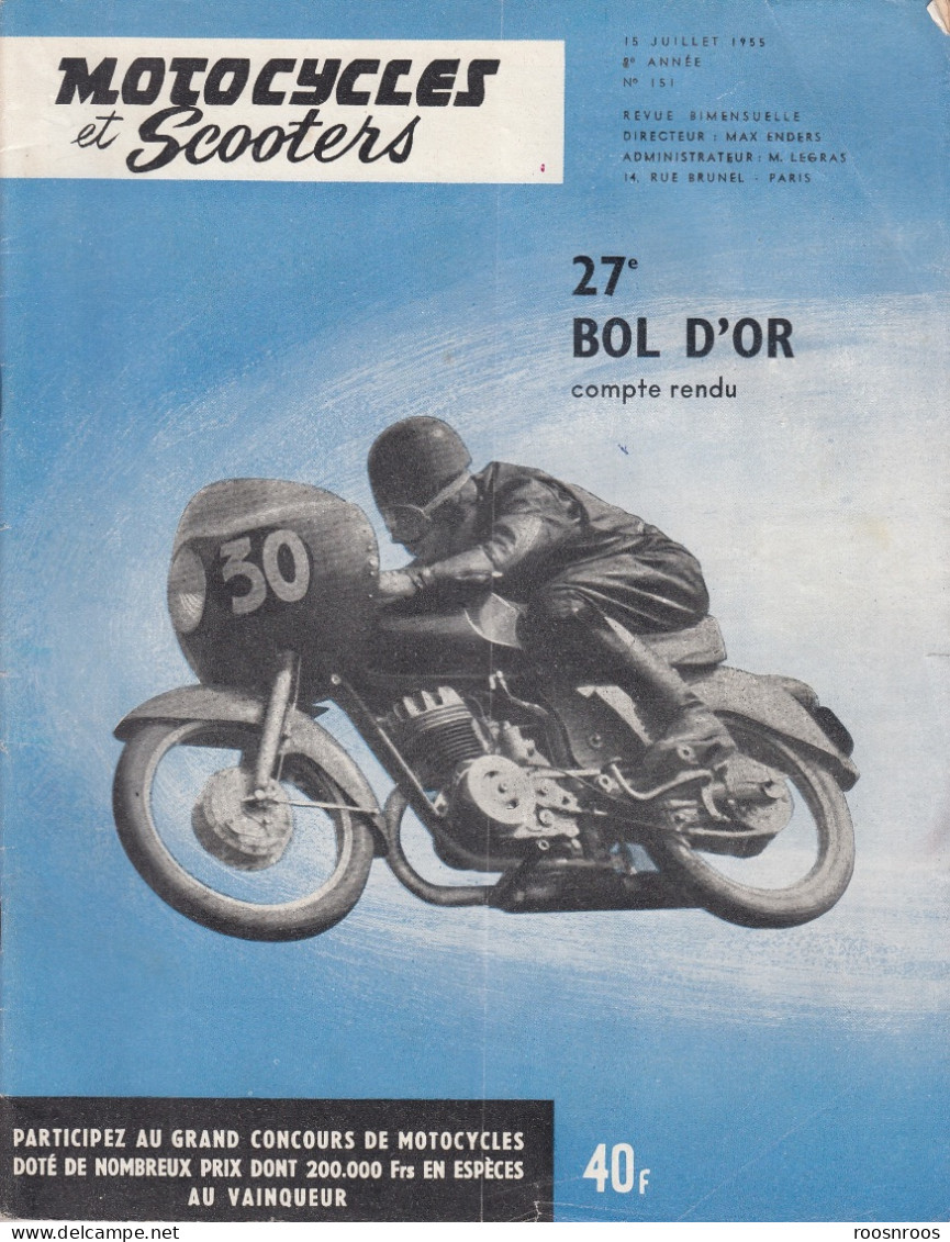 REVUE MOTOCYCLES ET SCOOTERS N°151 - 1955 -  27EME BOL D' OR - Motorfietsen