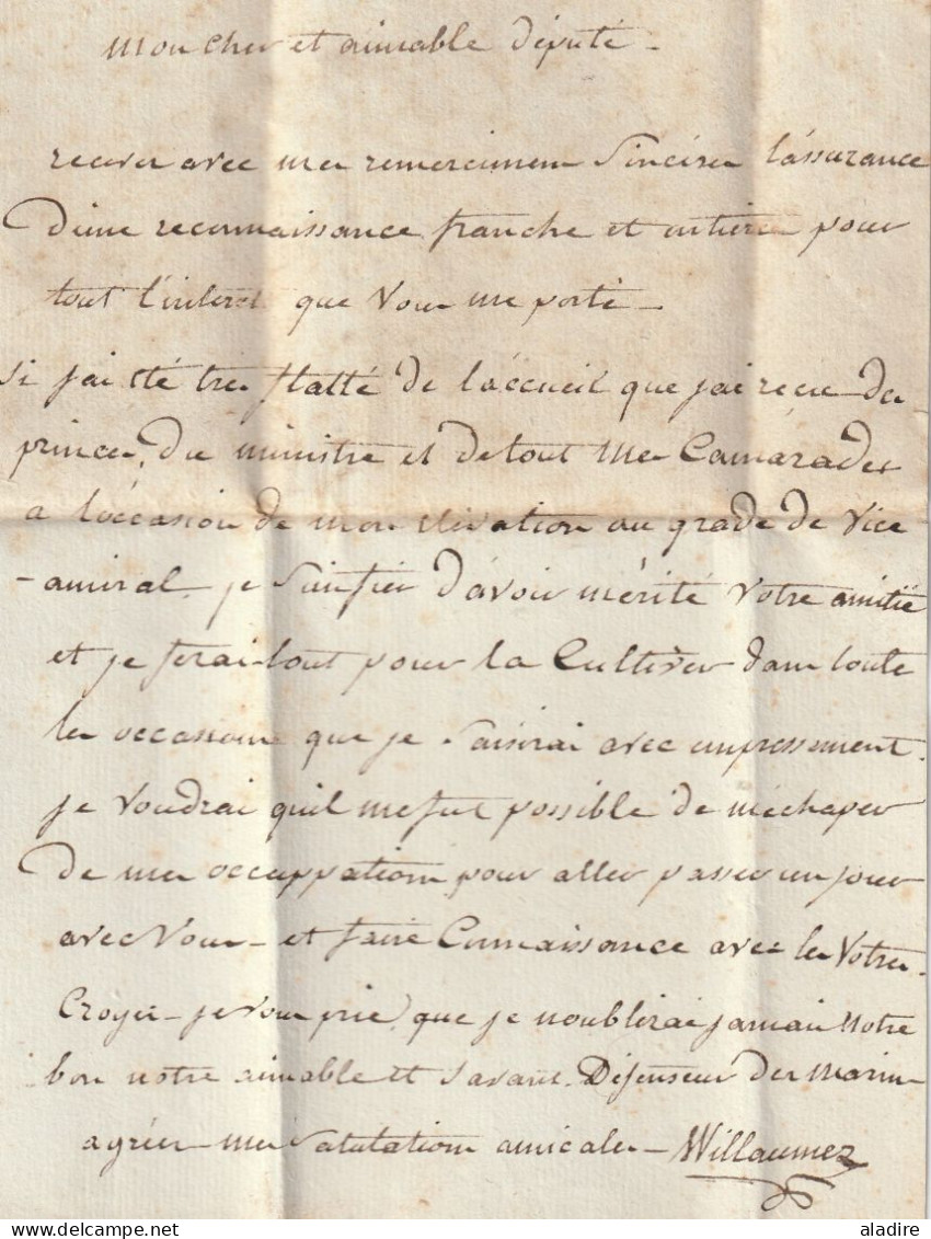 1819 - Lettre De Paris Vers Orléans - Du Vice-amiral Willaumez (navigateur) Au Député Laisné De Villévêque - 1801-1848: Vorläufer XIX