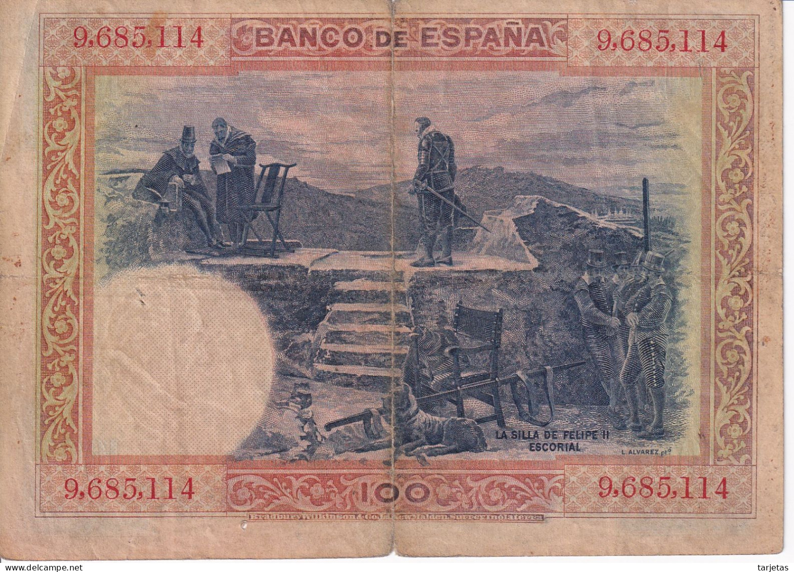 BILLETE DE ESPAÑA DE 100 PTAS DEL AÑO 1925 SIN SERIE  (BANKNOTE) - 100 Peseten