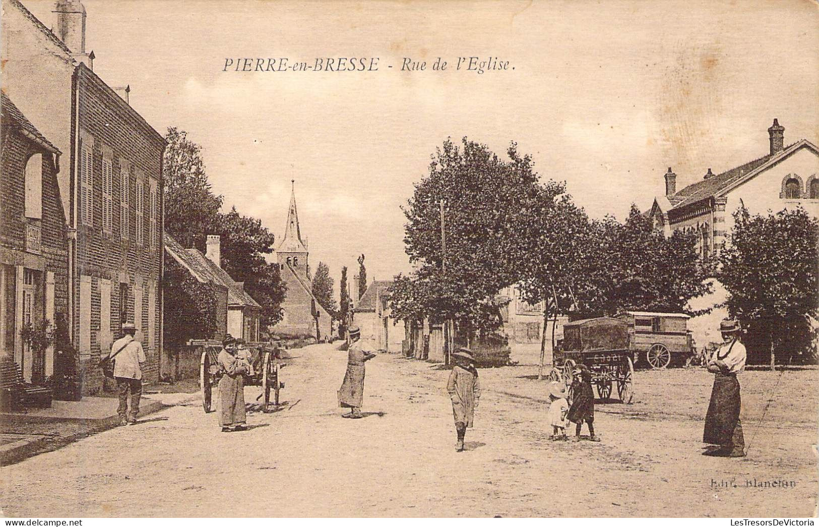 FRANCE - 71 - PIERRE EN BRESSE - Rue De L'Eglise - Carte Postale Ancienne - Andere & Zonder Classificatie