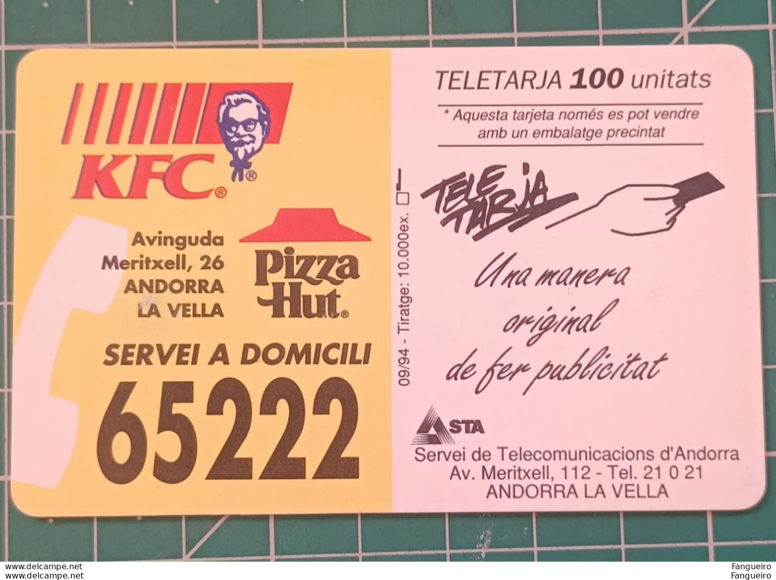 ANDORRA PHONECARD KFC - Andorra