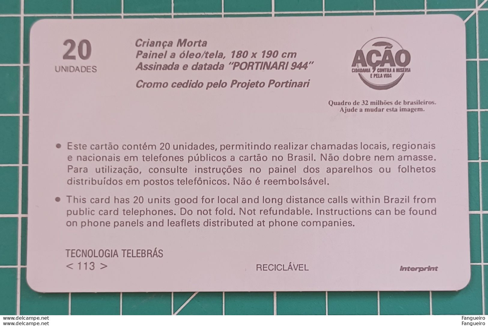 BRAZIL PHONECARD PAINTING DEAD CHILD - Brasilien