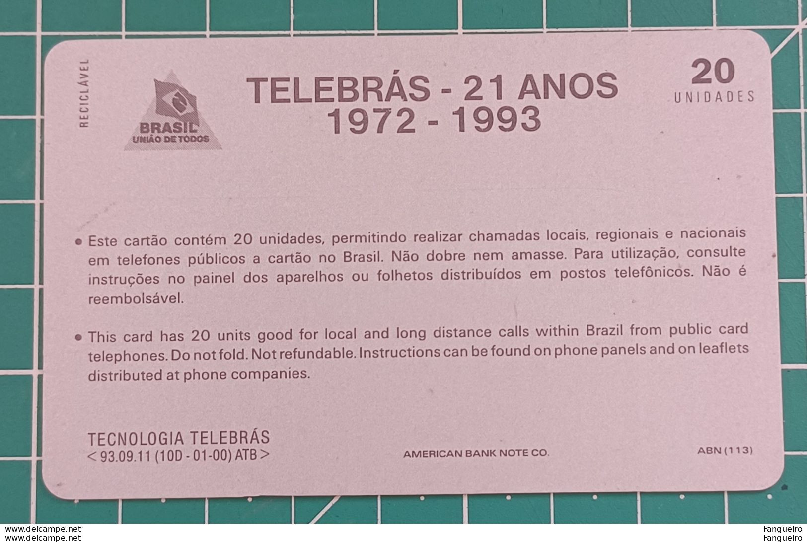 BRAZIL PHONECARD TELEBRAS ANIVERSARY - Brasilien