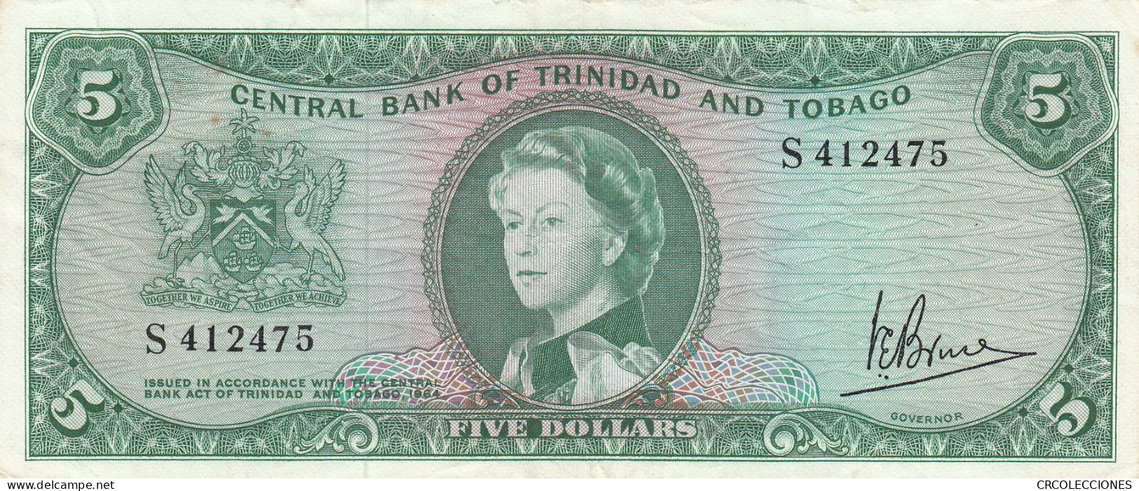 CRBX194 BILLETE TRINIDAD Y TOBAGO 5 DOLARES 1964 MBC - Trinidad Y Tobago