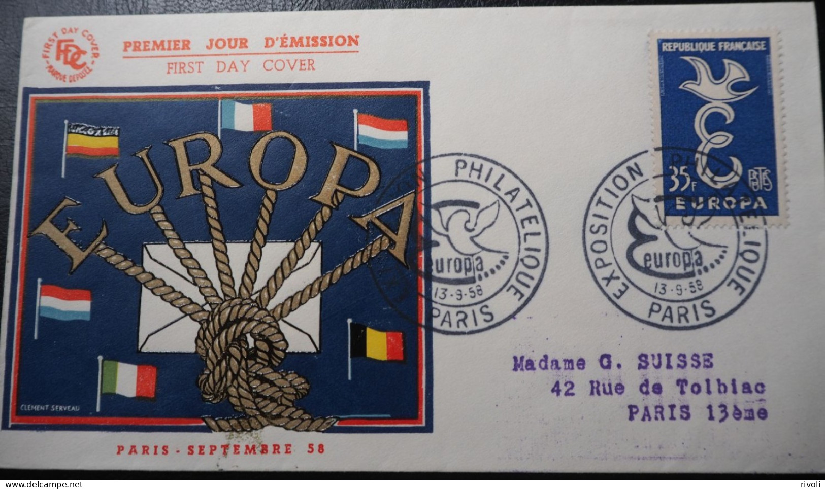 EUROPA CEPT FRANCE-1958  PREMIER JOUR FDC - 1958