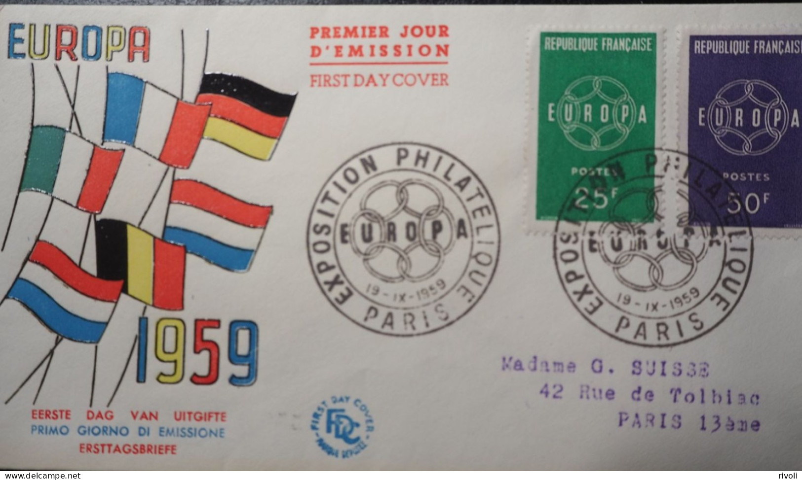 EUROPA CEPT FRANCE-1959  PREMIER JOUR 2 FDC - 1959