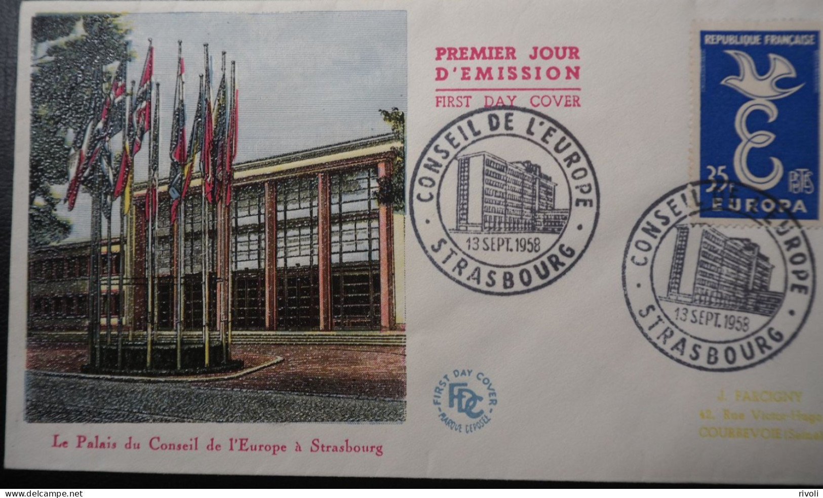 EUROPA CEPT FRANCE-1958  PREMIER JOUR FDC - 1957