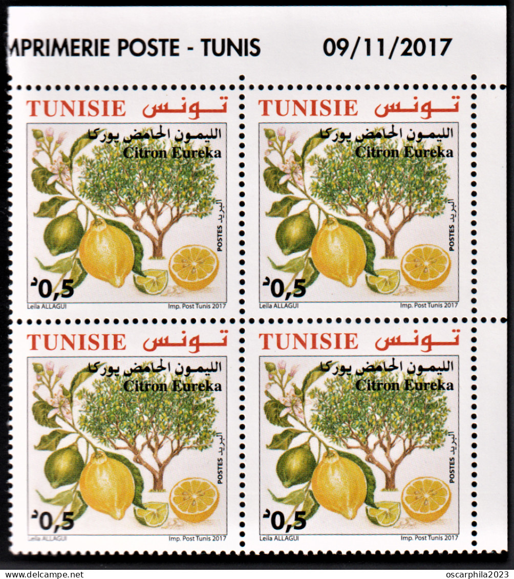 2017 - Tunisie -Orange Maltaise & Citron Eureka  Bloc De 4 Coin Daté- 8V- MNH*** - Agriculture