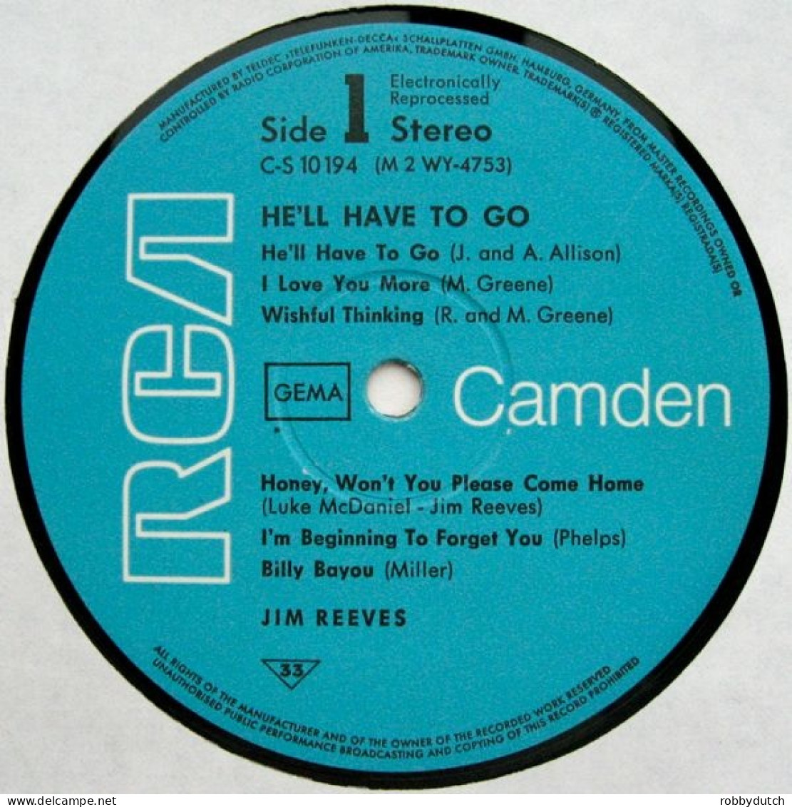 * LP *  JIM REEVES - HE'LL HAVE TO GO (Germany 1962) - Country & Folk