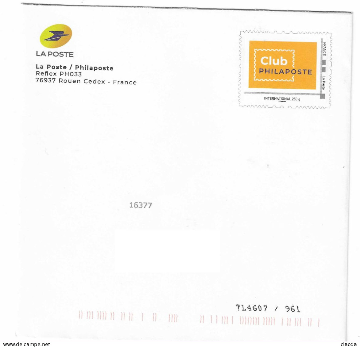 17994 -ENTIER POSTAL  La Poste Phil@poste  - 2021 - CLUB PHILAPOSTE - NOUVEAU - International  250 Grs - - Prêts-à-poster:Stamped On Demand & Semi-official Overprinting (1995-...)