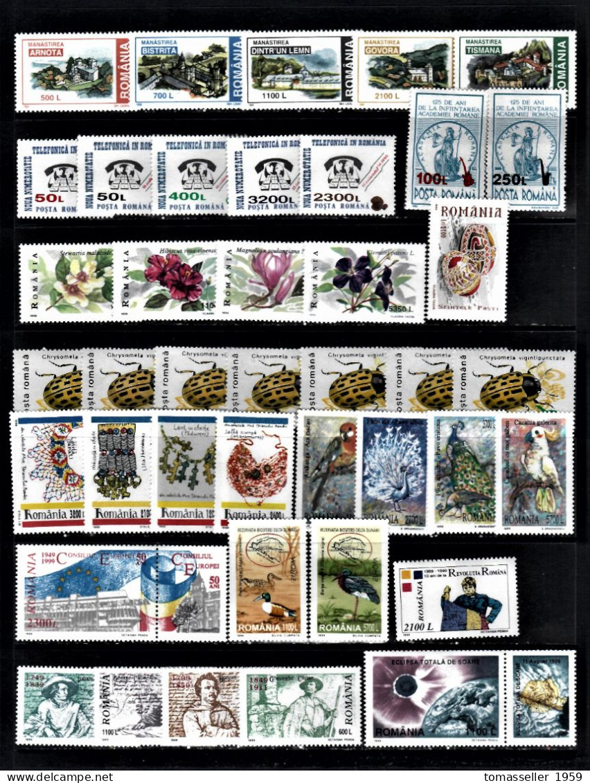 Romania- 1999 Full  Year Set - 27 Issues ( 77 St.+1 S/s.).MNH** - Années Complètes