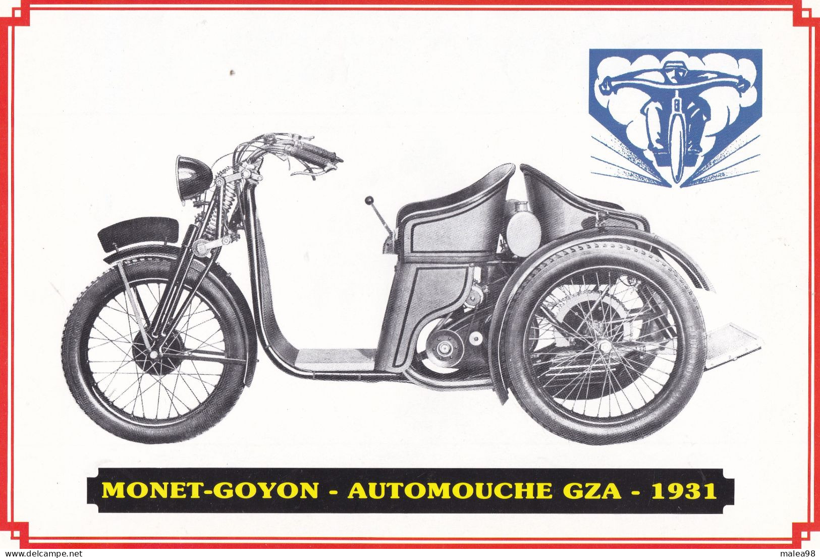 MOTO,,,MONET -GUYON- AUTOMOUCHE  GZA 1931,,,PATRICK ? ENVOIE CETTE PHOTO D'UN SIDE CAR DE COURSE EN PLEINE ACTION _ - Moto