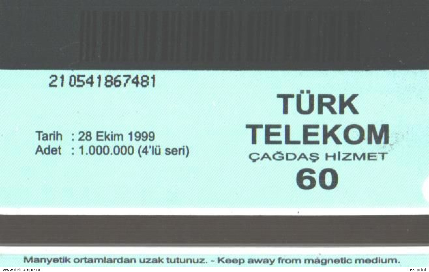 Turkey:Used Phonecard, Türk Telekom, 60 Units, Tiger, 1999 - Türkei