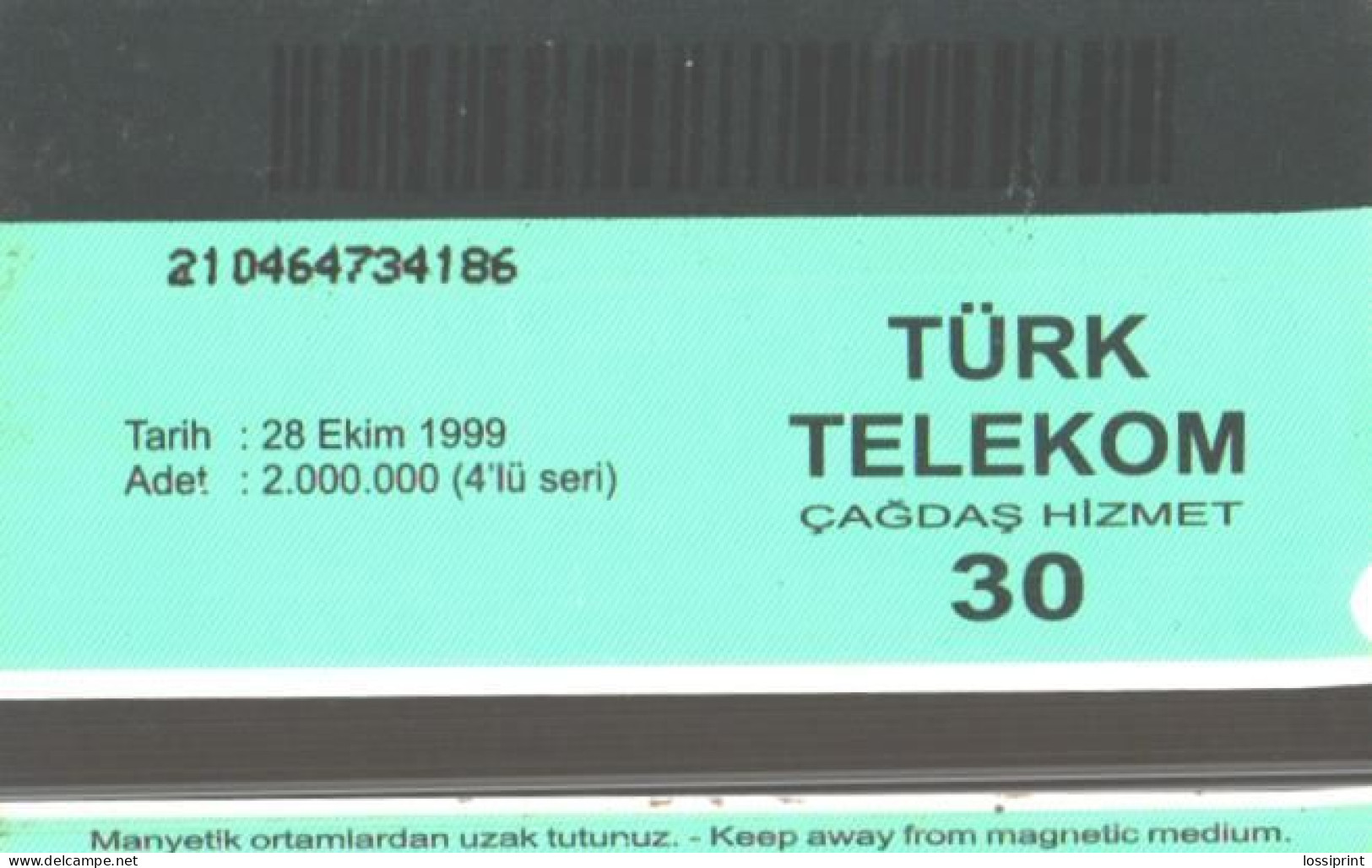 Turkey:Used Phonecard, Türk Telekom, 30 Units, Tiger, 1999 - Türkei