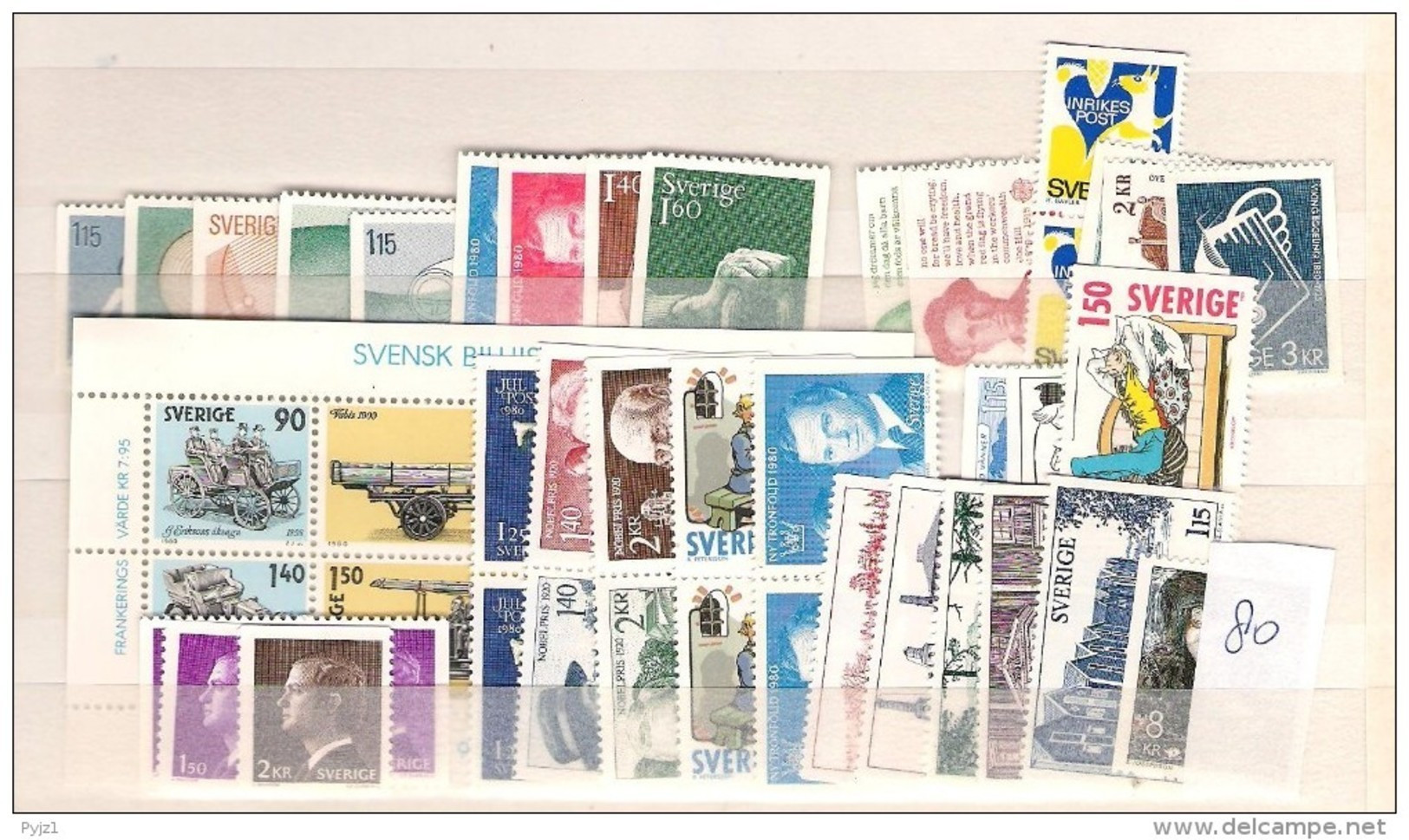 1980 MNH Sweden, Year Complete According To Michel, Postfris - Full Years