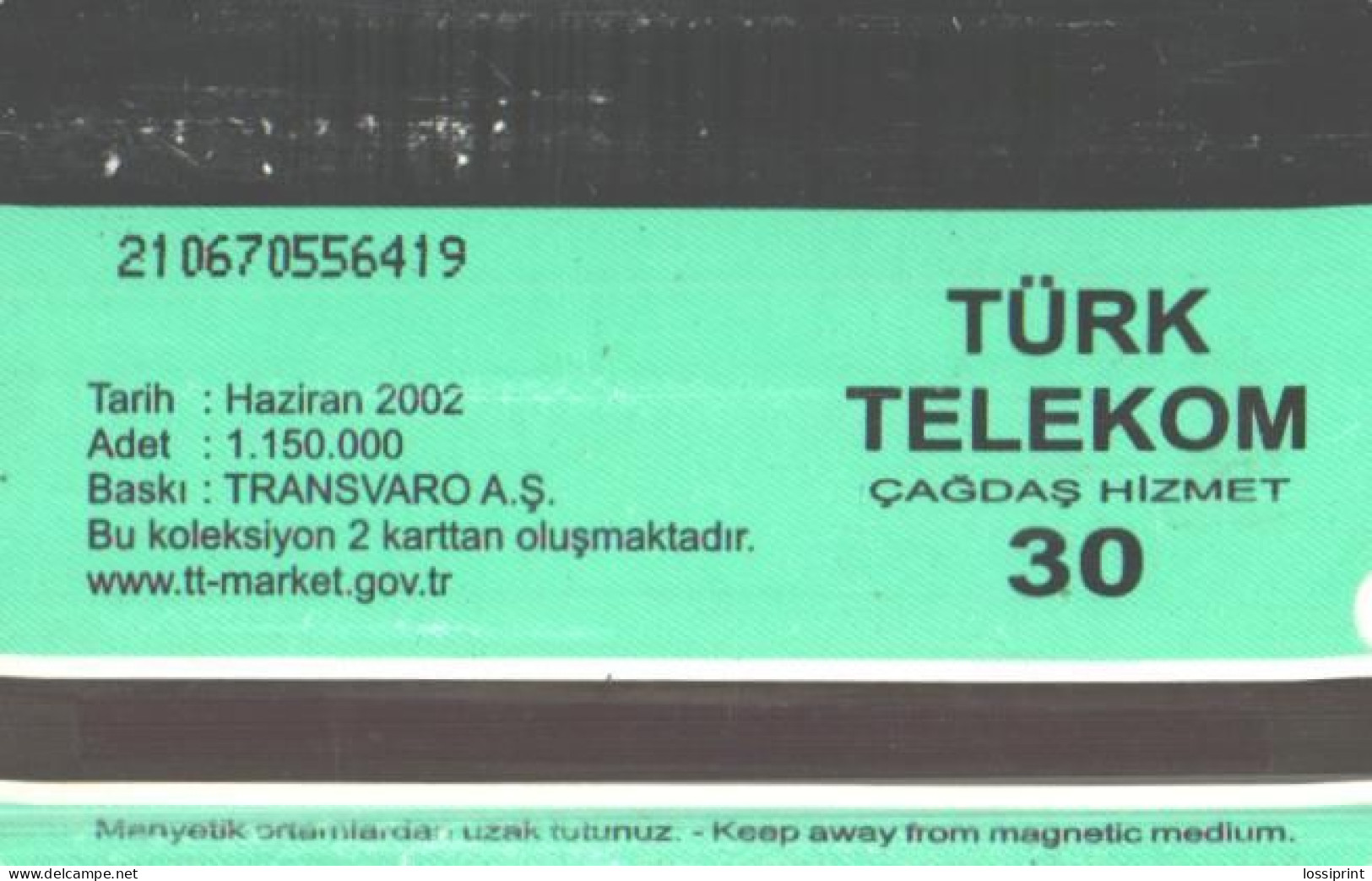 Turkey:Used Phonecard, Türk Telekom, 30 Units, Turtle, 2002 - Türkei