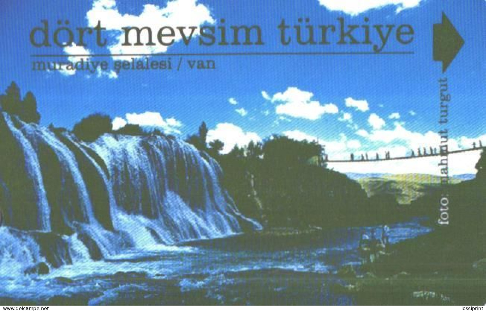 Turkey:Used Phonecard, Türk Telekom, 30 Units, Waterfalls, Bridge, Darker, 2001 - Türkei