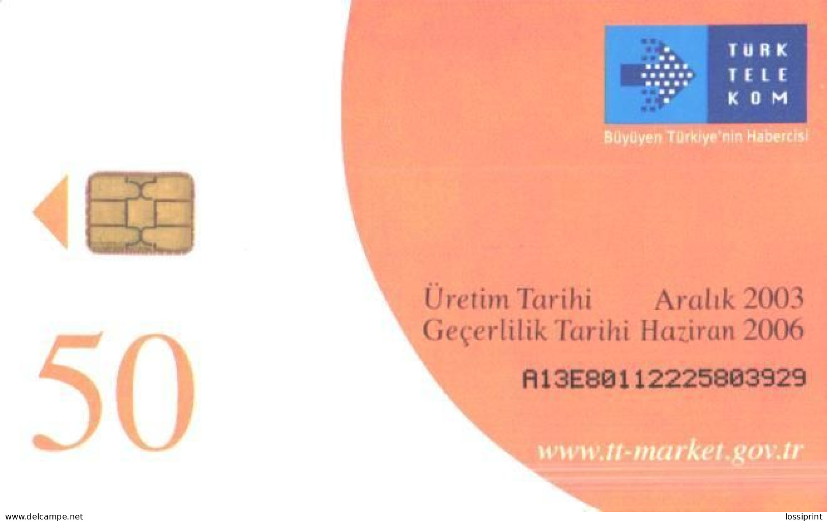 Turkey:Used Phonecard, Türk Telekom, 50 Units, Flower, 2003 - Türkei