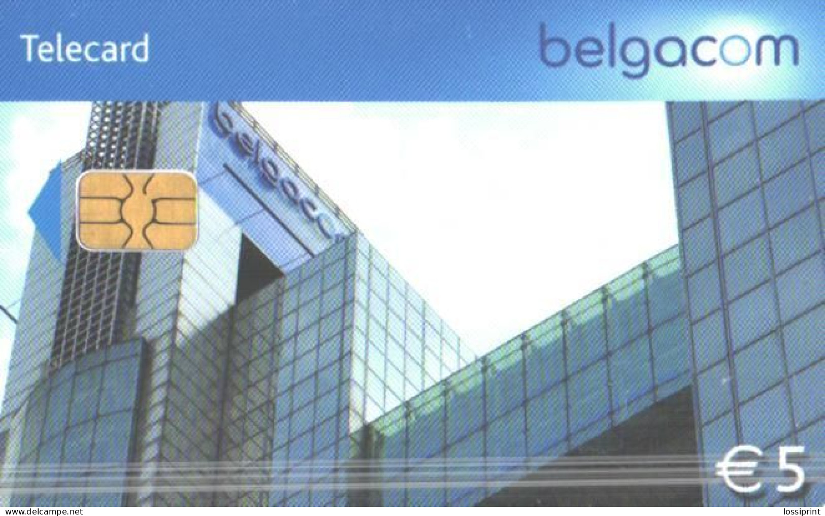 Belgium:Used Phonecard, Belgacom, 5 €, Belgacom Building, 2008 - Con Chip