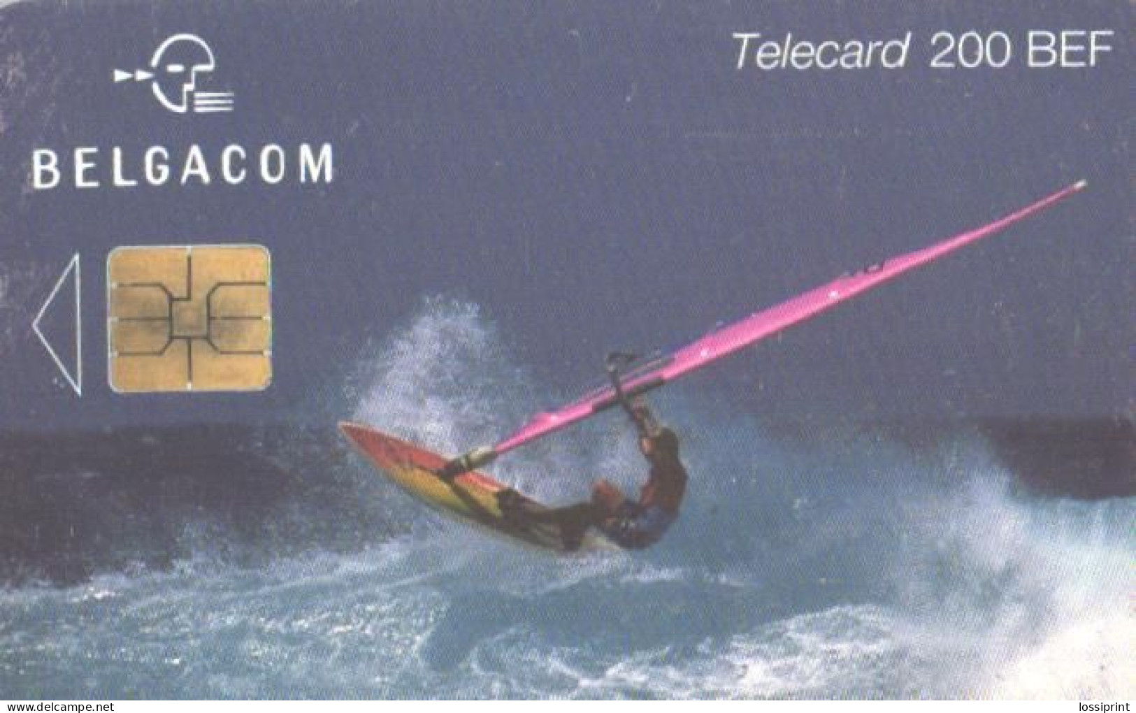 Belgium:Used Phonecard, Belgacom, 200 BEF, Wind Surfer, 2000 - Con Chip