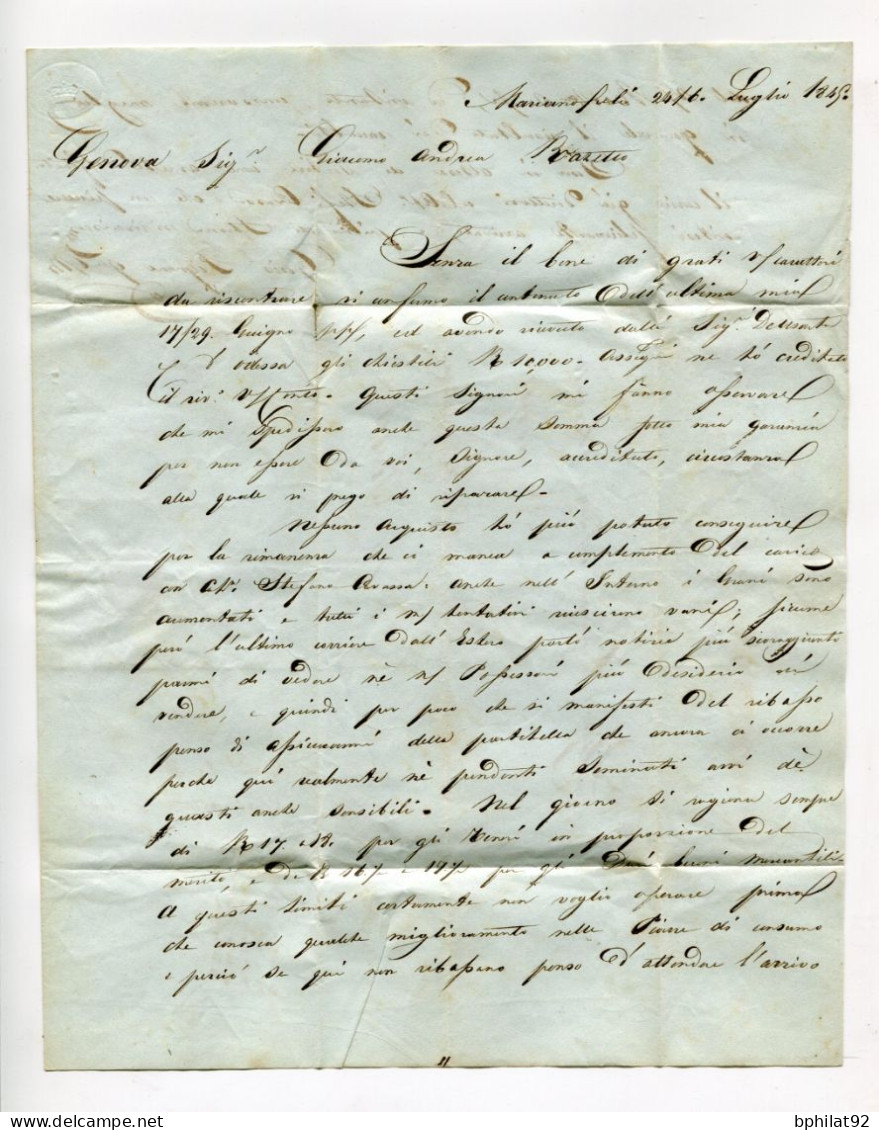 !!! LETTRE DE MARIANOPOLI POUR GENES DE 1845, AVEC MARQUE DE TRANSIT ODESSA - ...-1857 Vorphilatelie