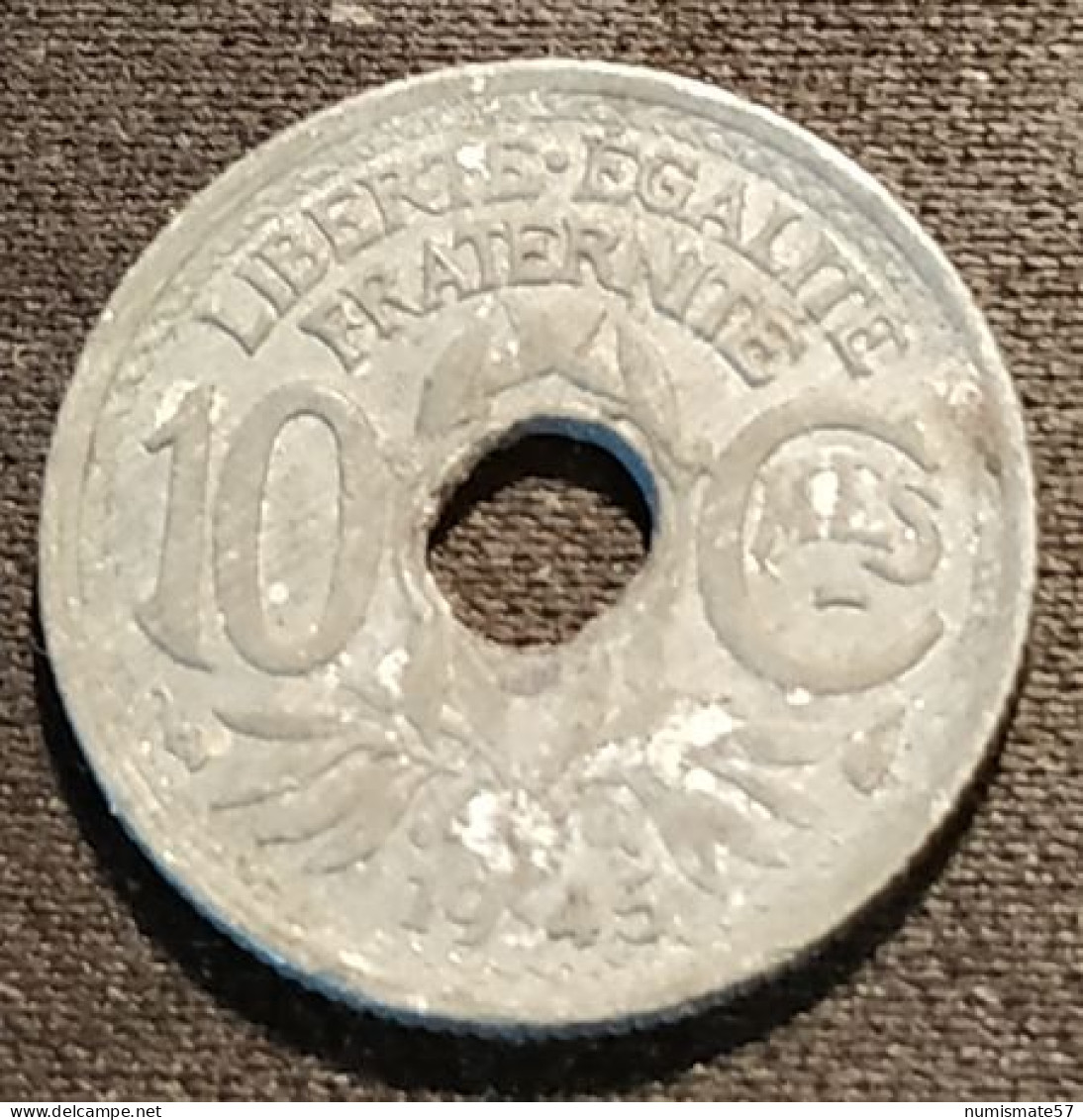 FRANCE - 10 CENTIMES 1945 - Lindauer - Petit Module - Zinc - Gad 292 - KM 906 - 10 Centimes