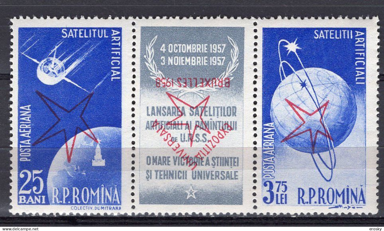 S2504 - ROMANIA ROUMANIE AERIENNE Yv N°80a+84a ** EXPO BRUXELLES - Unused Stamps