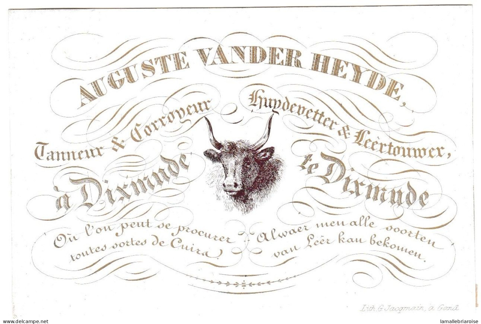 Belgique, "Carte Porcelaine" Porseleinkaart, 105x70mm, Auguste Vander Heyde, Tanneur Et Corroyeur à Dixmude - Porzellan