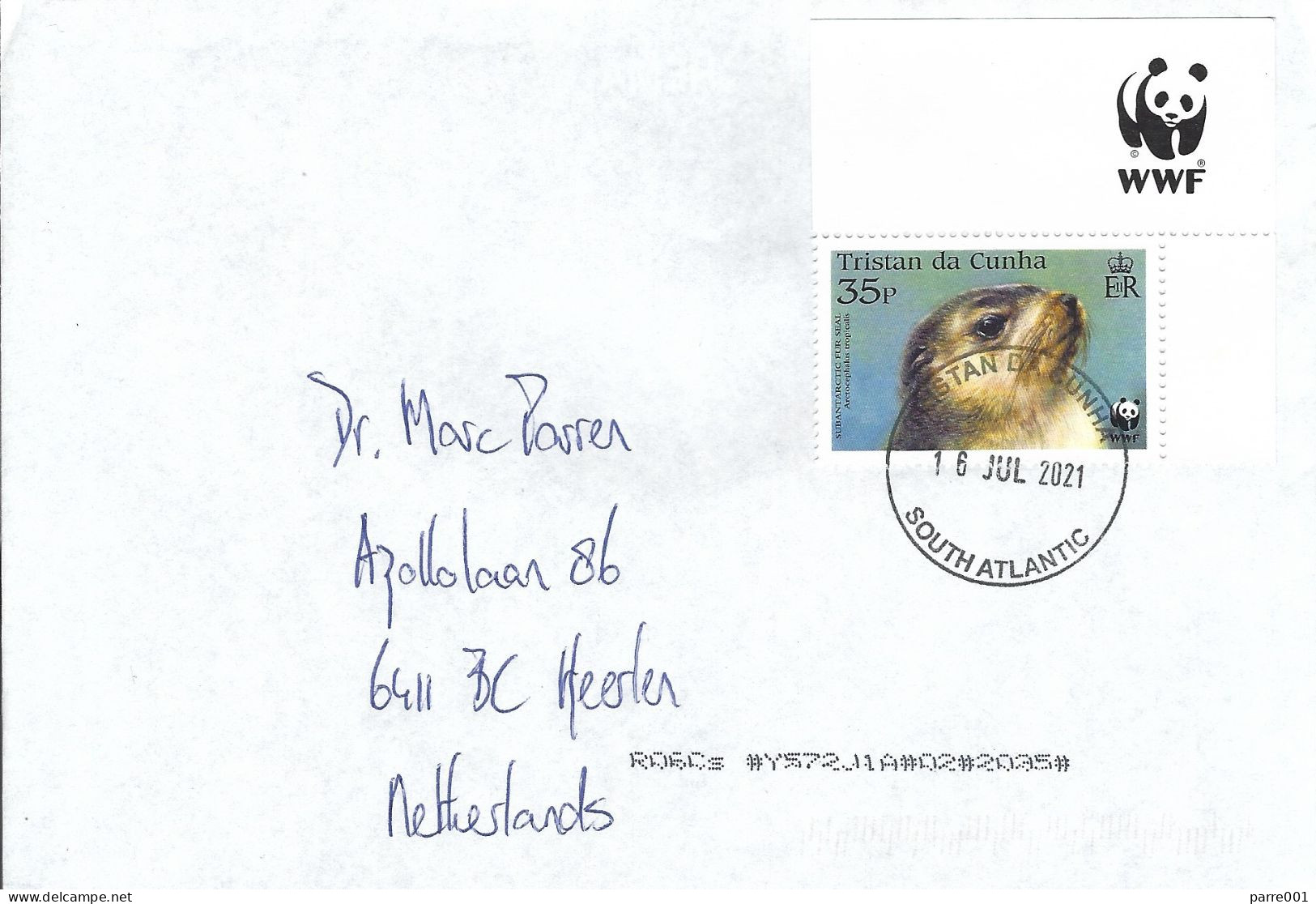 Tristan Da Cunha 2021 WWF Subantarctic Fur Seal Arctocephalus Tropicalis Cover - Cartas & Documentos