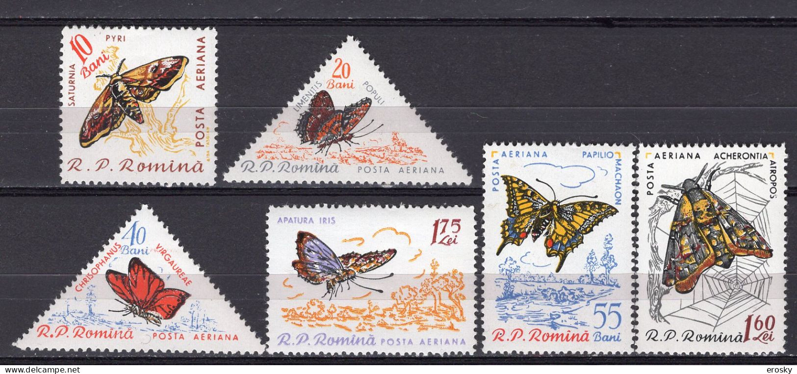 S2514 - ROMANIA ROUMANIE AERIENNE Yv N°120/25 ** PAPILLONS - Ungebraucht