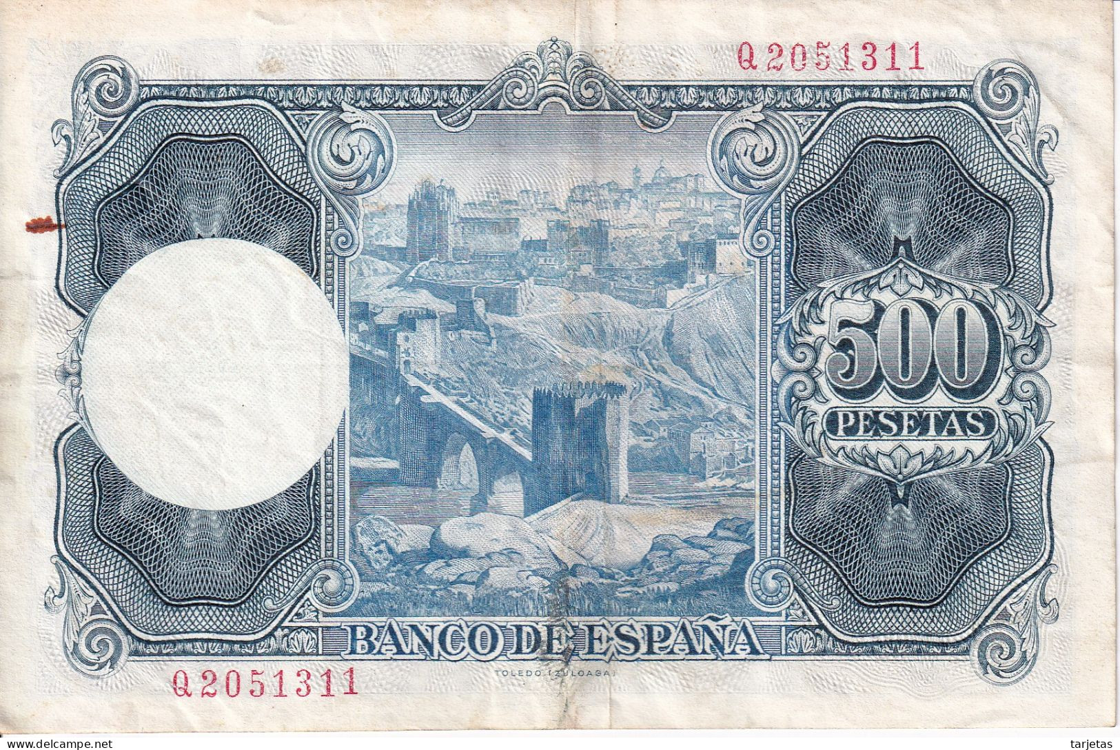 BILLETE DE ESPAÑA DE 500 PTAS DEL AÑO 1954 SERIE Q (IGNACIO ZULOAGA) - 500 Pesetas