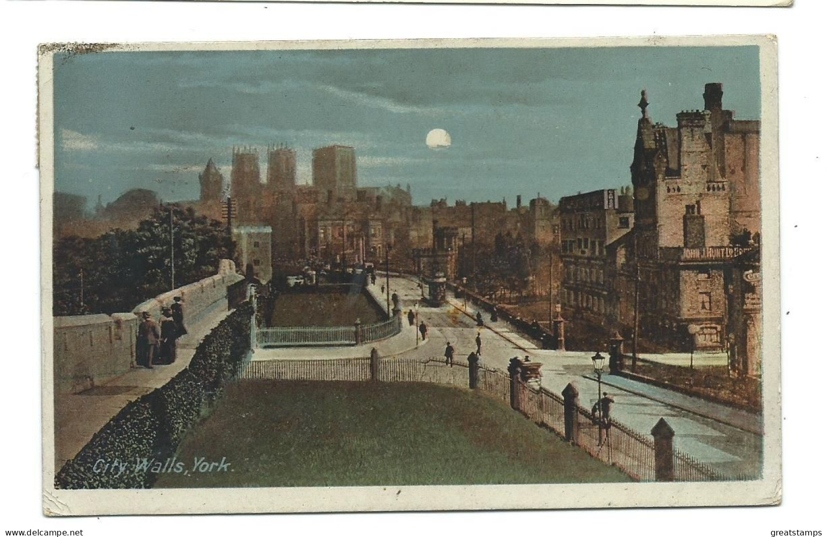 Yorkshire   Postcard City Walls York  Milton Card   Fac-simile  Moonlight Posted 1915 - York