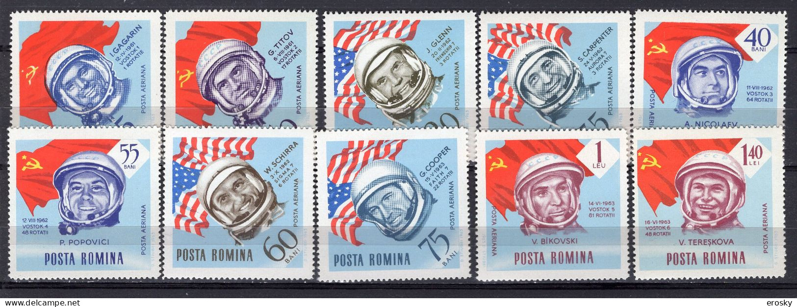 S2532 - ROMANIA ROUMANIE AERIENNE Yv N°189/98 ** ESPACE SPACE - Unused Stamps